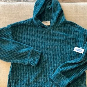Girls NWT Teal Hooded Pullover Sweater Size Youth L